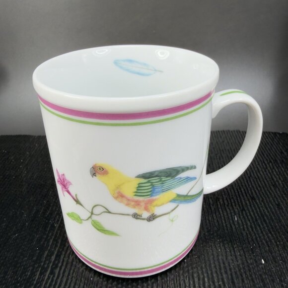 1989 Chase Parrots Of Paradise Lynn Chase Designs Fine Porcelain Coffee Mug Cup - Picture 11 of 11